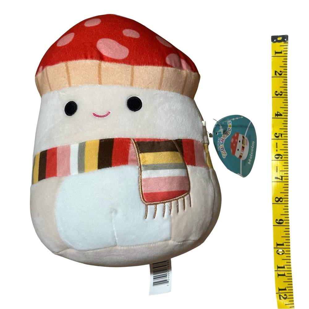 NWT Squishmallows 8" Malcolm Mushroom with Scarf Holiday Winter